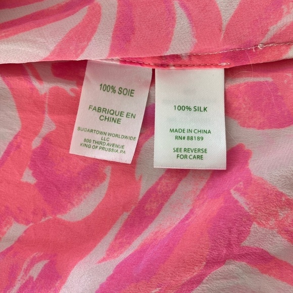 Lily Pulitzer Size XL Amelia Island 100%Silk Tunic
Blouse in Pink Sun Ray Shimmy - Picture 11 of 17